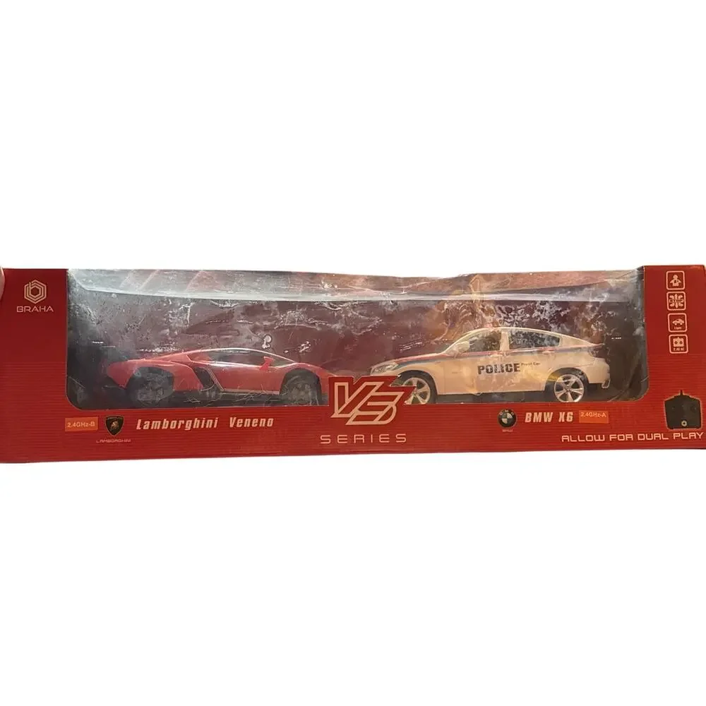 Braha 1:24 RC Car Set Lamborghini Veneno & BMW X6 Police Dual Pack NIB 2.4GHz